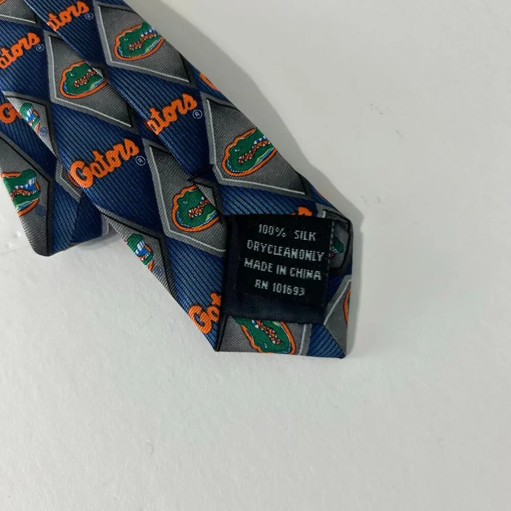 Vintage University of Florida Tie 100% Silk Gators Neck Tie College Blue Orange
